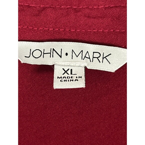 John Mark Shirt Women XL Button Tunic Wire Collar Red Artsy Lagenlook‎ Oversized - Picture 2 of 6